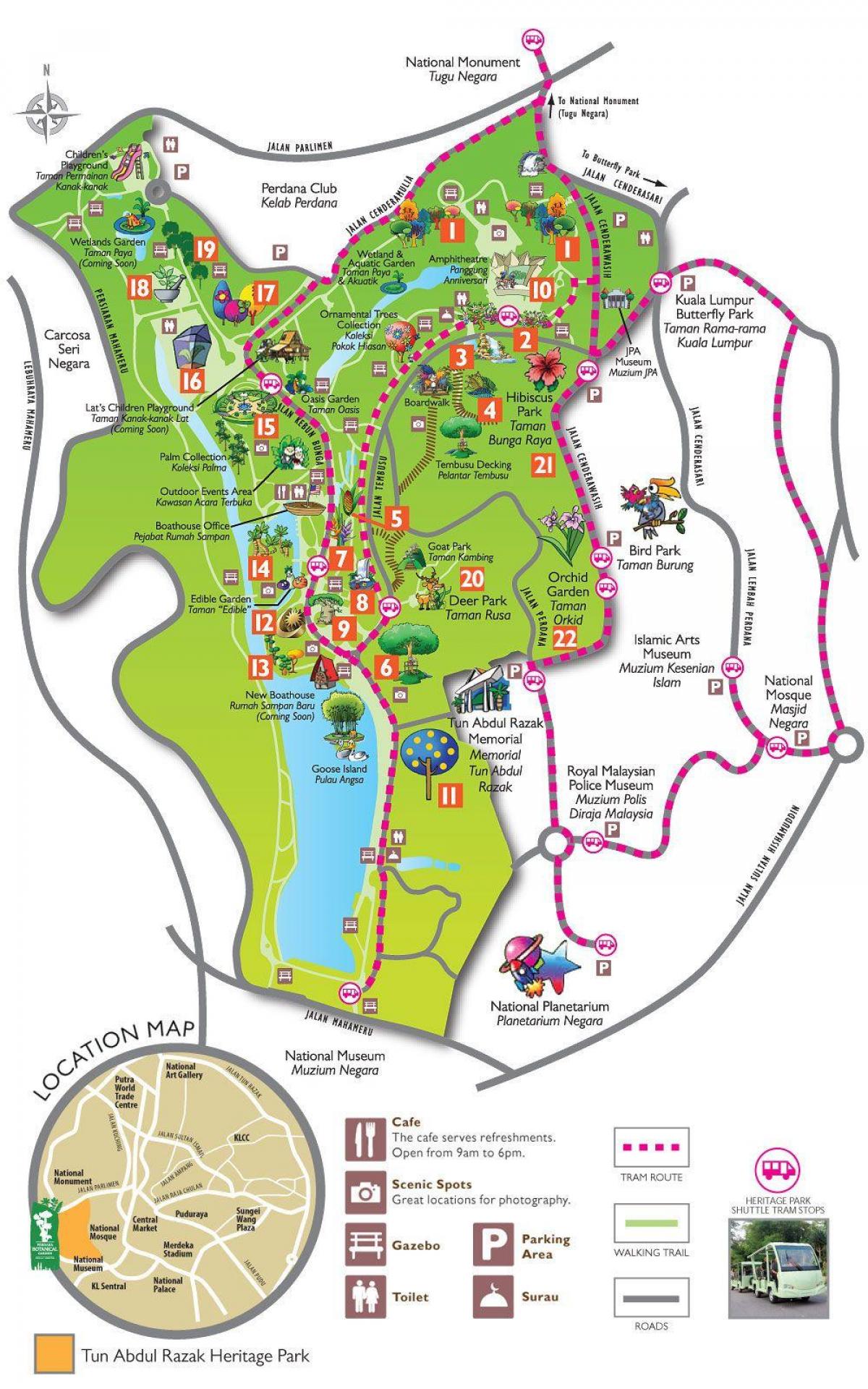 Mappa di perdana giardino botanico