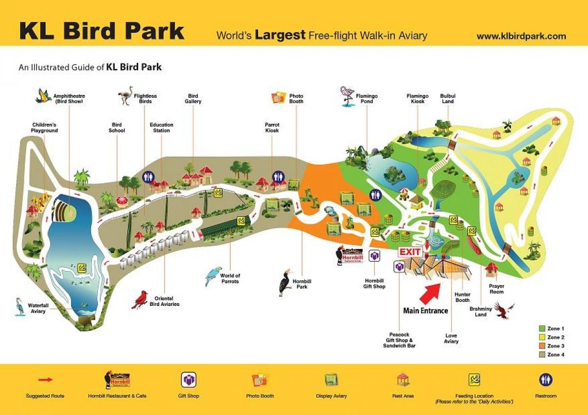 Mappa di parco degli uccelli