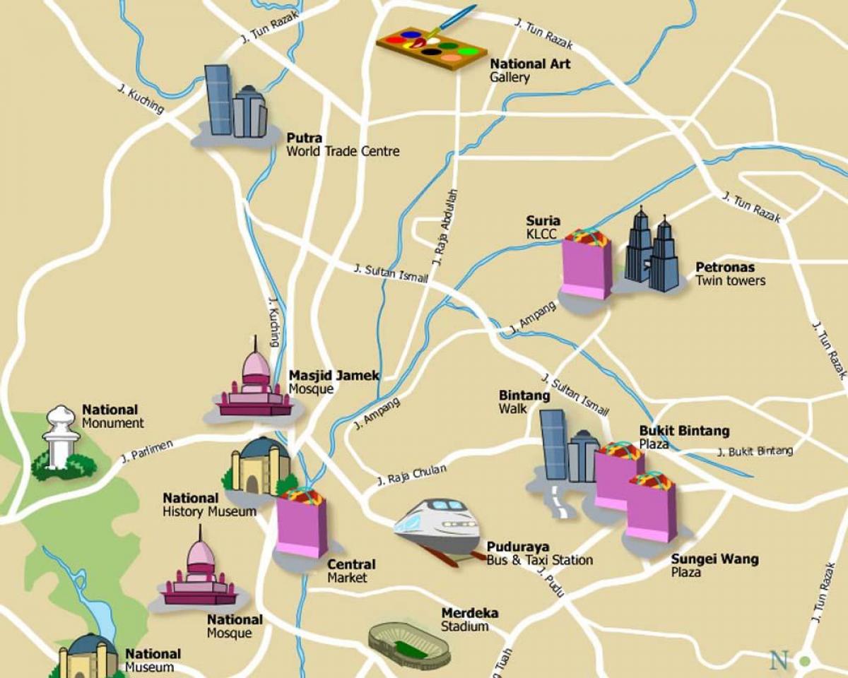mappa turistica di kl, malesia