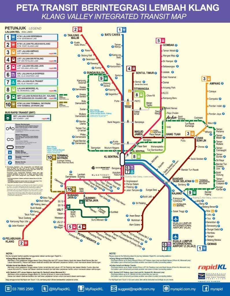 kuala lumpur mappa della metropolitana di