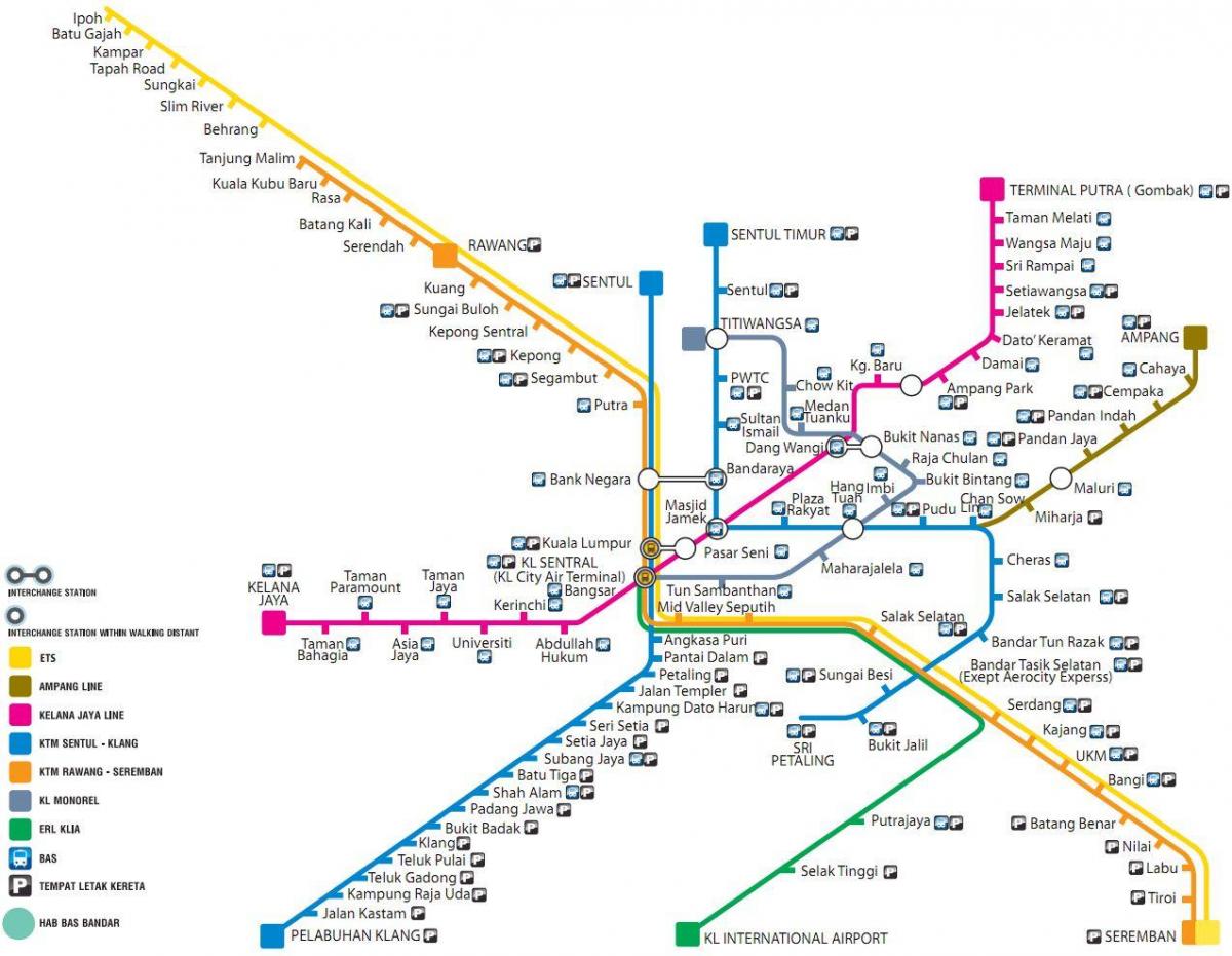 cartina dei trasporti pubblici malesia