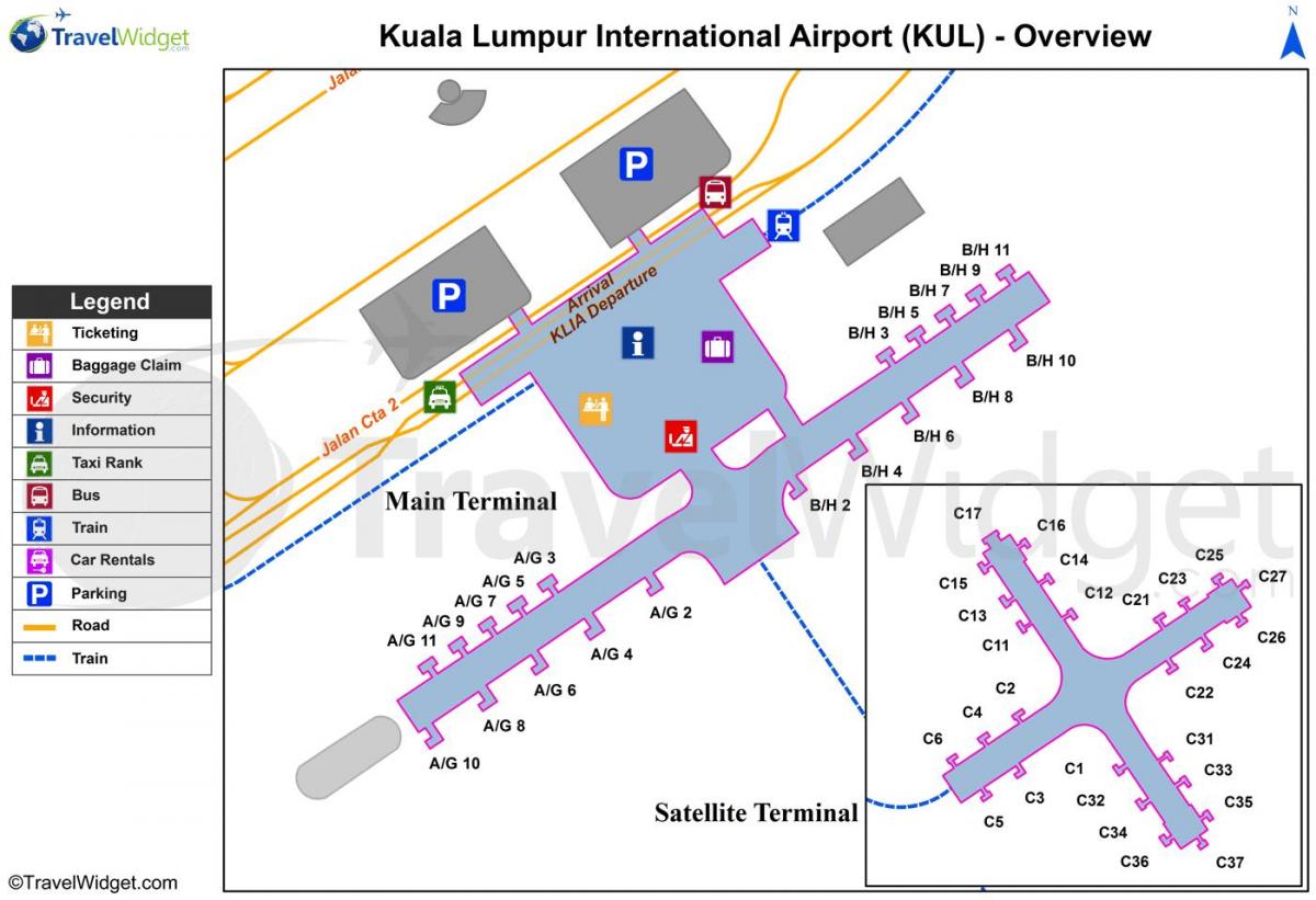 kuala lumpur airport terminal principale mappa