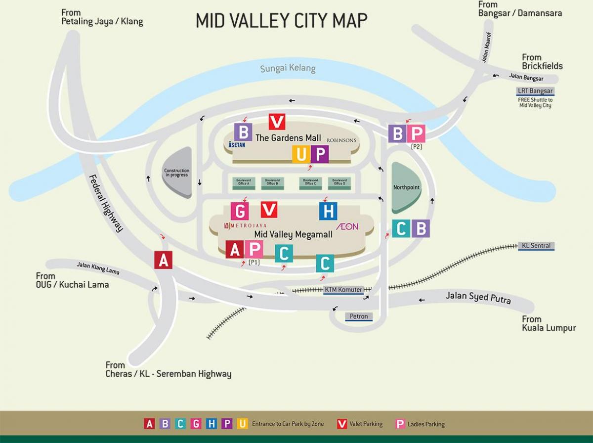 Mappa di mid valley mall