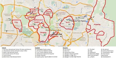 Kuala lumpur mappa dell'area